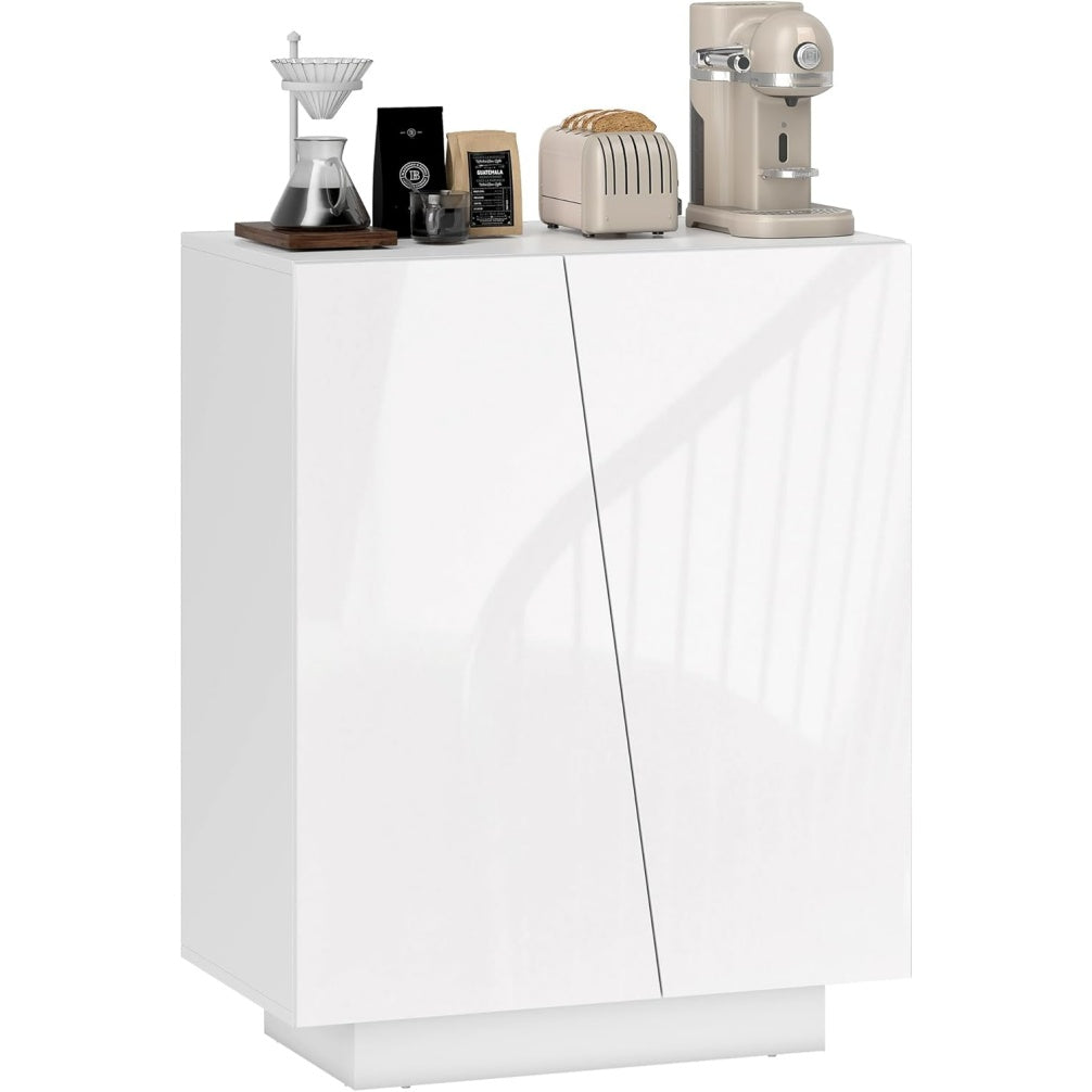 Buffet moderne avec double porte, etagere reglable et finition brillante, meuble de rangement 70 x 40 x 88 cm, blanc